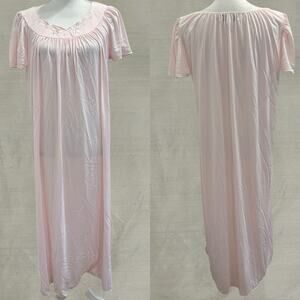 Miss Elaine Pastel Pink Full‎ Length Nightgown Floral Embroidery Small Cottage
